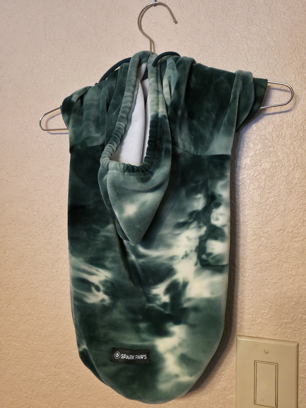 Spark Paws Plush Tie-Dye Green Pet Hoodie